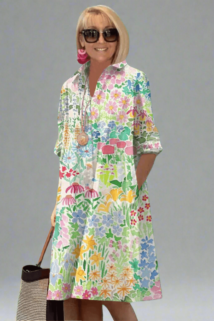 Paige | Vestido Midi Elegante con Flores Multicolor