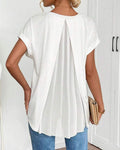 Camiseta de Manga Corta Lisa con Detalle Patchwork