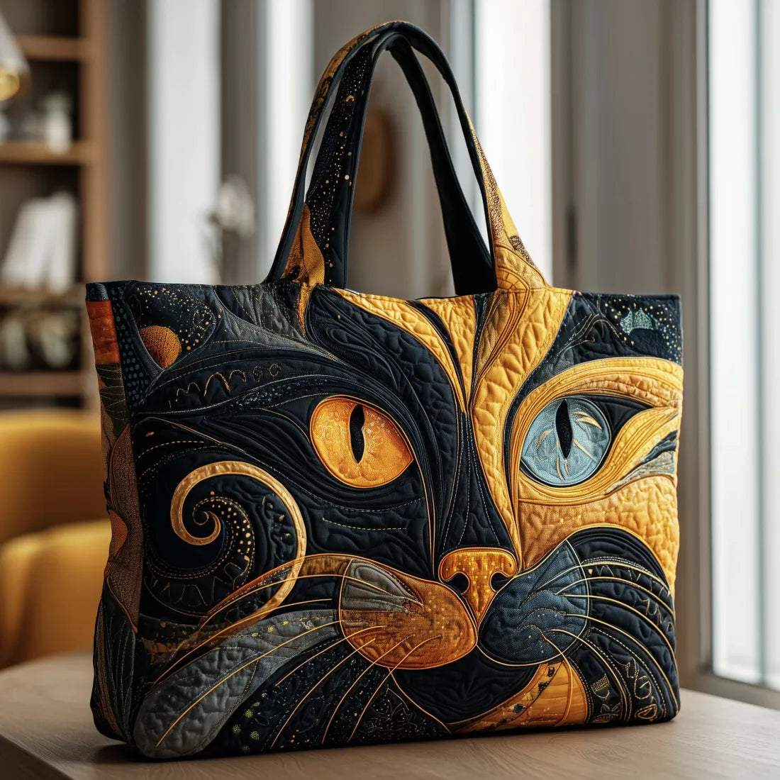 Bolsa Tote Artesanal Gato Místico