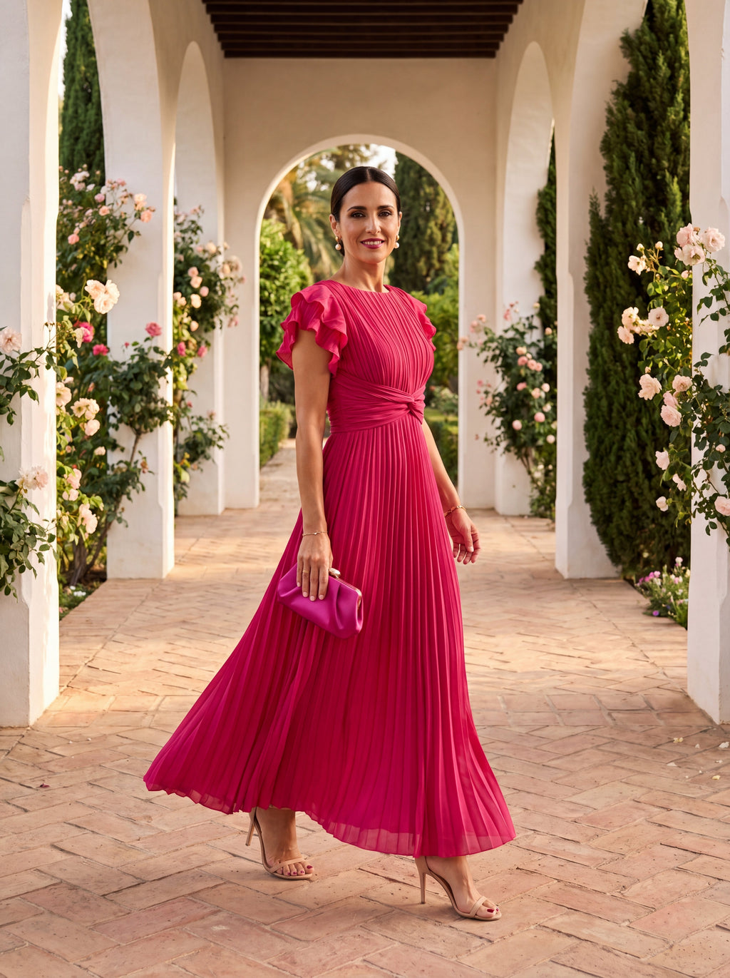 Lara | Vestido de Noche Plisado Elegante