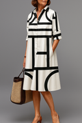 Ellie | Vestido Midi Elegante Blanco y Negro
