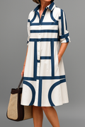 Siena | Vestido Midi Elegante Blanco y Azul
