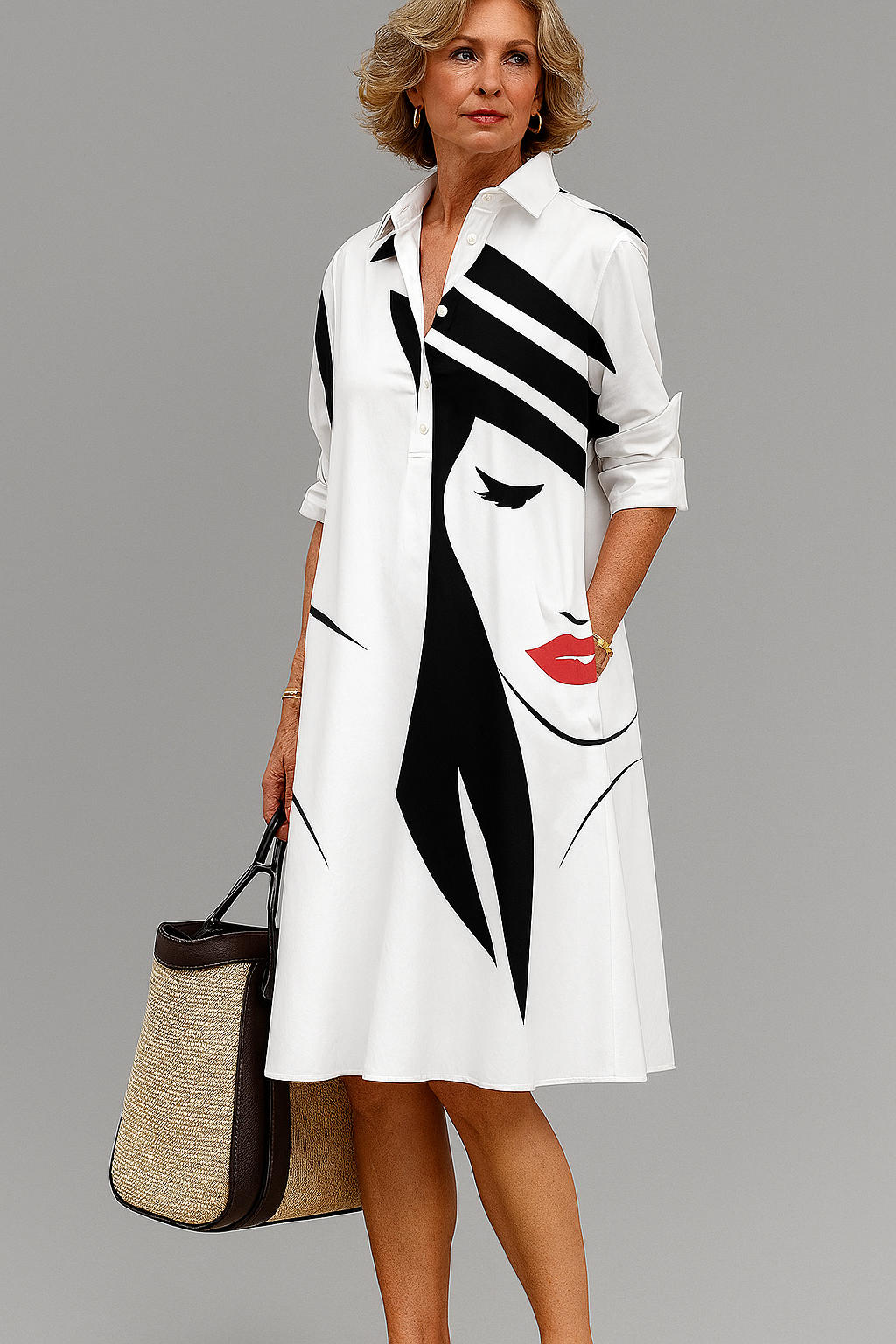 Bella | Vestido Midi Elegante en Blanco
