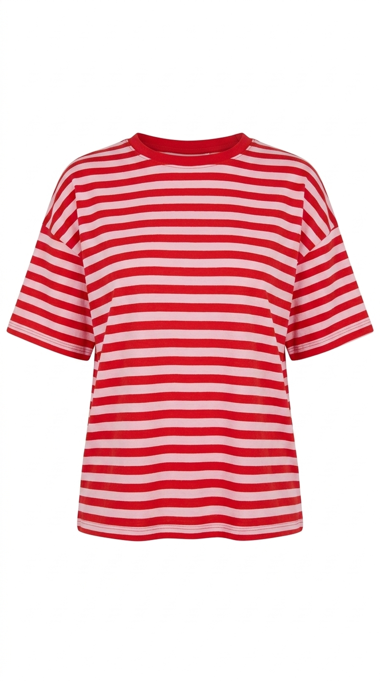 Camiseta de manga corta a rayas imprescindible - Rojo/Rosa